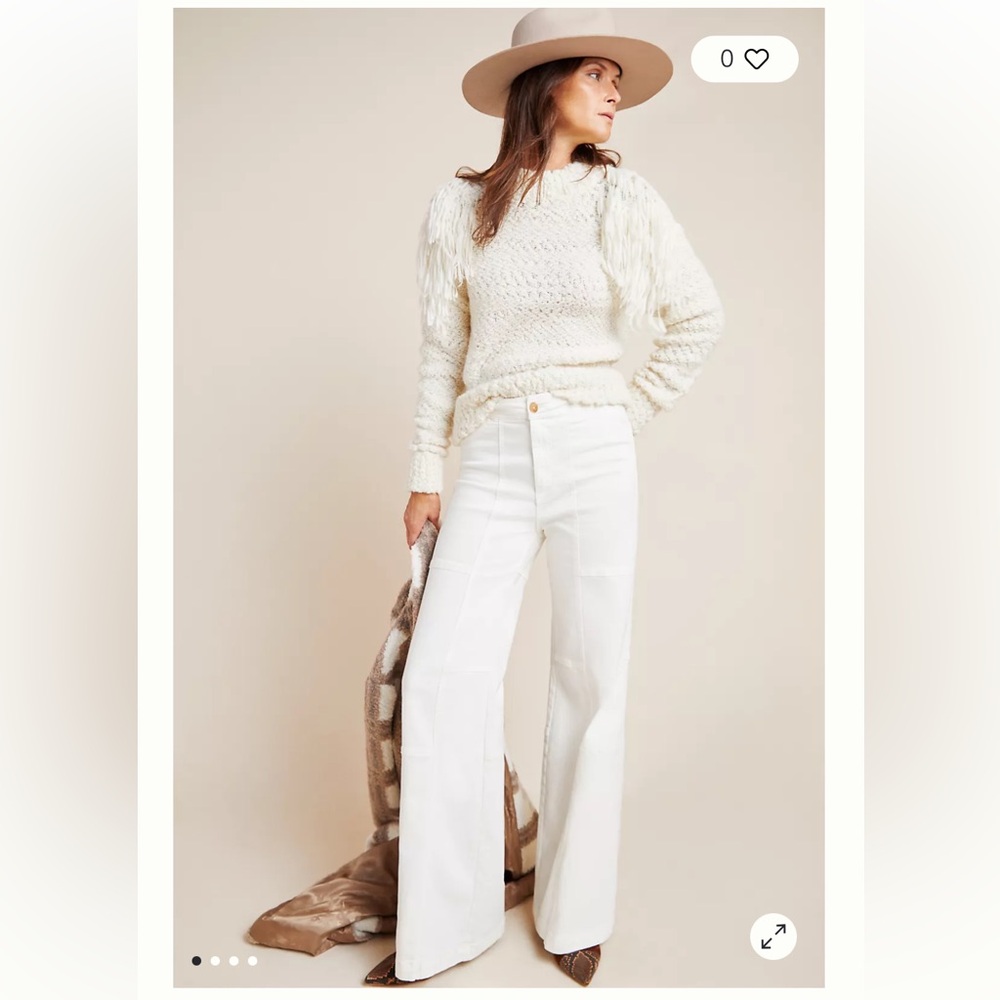Pilcro and the Letterpress White Wide-Leg Jeans